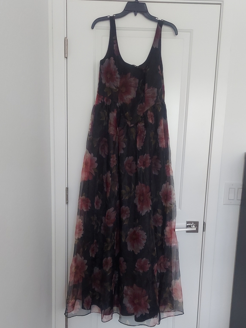 Girls Black Floral Maxi Dress - Elegant Sleeveless Party Dress